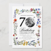 Wildblume Meadow Foto 70. Geburtstagsparty Einladung (Vorderseite)