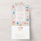 Wildblume Meadow Garden Blumenstrauß Hochzeit All In One Einladung (Innen)