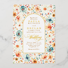 Wildblume Meadow Garden Floral Boho Hochzeit im He Folieneinladung