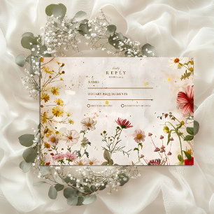 Wildblume Meadow Hochzeit im Herbst RSVP Karte