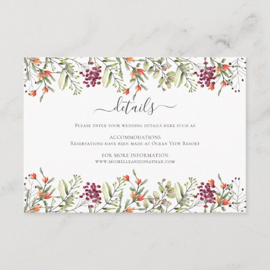 Wildblume Meadow Hochzeitkarte Begleitkarte (Vorderseite)