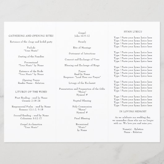 Wildblume Meadow Hochzeitsprogramm (Rückseite)