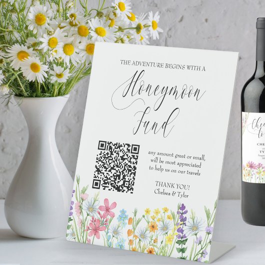 Wildblume Meadow Honeymoon Fund QR Code Wedding Sockelschild
