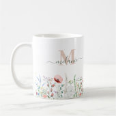 Wildblume Meadow Individuelle Name Monogram Kaffeetasse (Links)