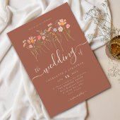 Wildblume Meadow Modernes Skript Terracotta & Beig Einladung