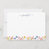 Wildblume Meadow Personalisiert Blue Script Mitteilungskarte (Vorderseite)