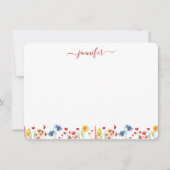 Wildblume Meadow Personalisiert Red Script Mitteilungskarte (Vorderseite)