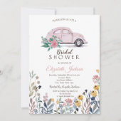 Wildblume Meadow Pink Car Brautparty Einladung (Vorderseite)