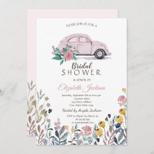 Wildblume Meadow Pink Car Brautparty Einladung