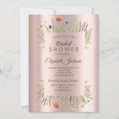 Wildblume Meadow Rose Gold Brautparty Einladung (Vorderseite)