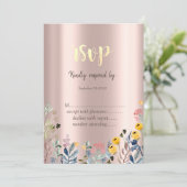 Wildblume Meadow Rose Gold Einladung (Stehend Vorderseite)