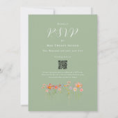 Wildblume Meadow Sage Green QR Code Hochzeit Einladung (Rückseite)