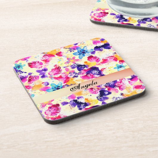 Wildblume Meadow Shabby Blume Getränkeuntersetzer (Linke Seite)