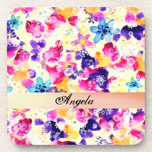 Wildblume Meadow Shabby Blume Getränkeuntersetzer (Vorderseite)