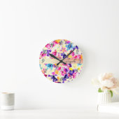 Wildblume Meadow Shabby Blume Runde Wanduhr (Zuhause)