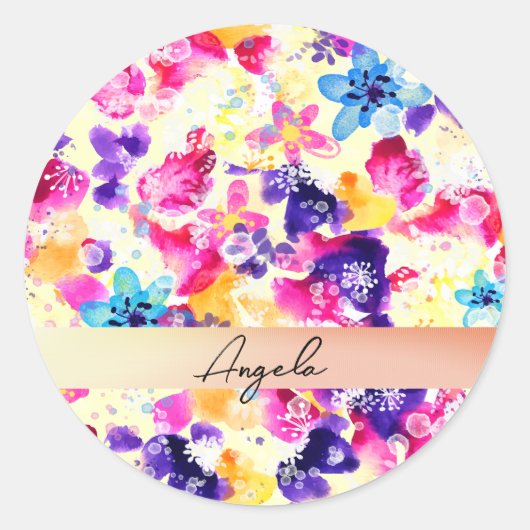 Wildblume Meadow Shabby Blume Runder Aufkleber (Vorderseite)