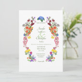 Wildblume Meadow Spring Blumenkolorierte Hochzeit Einladung (Stehend Vorderseite)