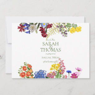 Wildblume Meadow Spring Blumenkolorierte Hochzeit Save The Date