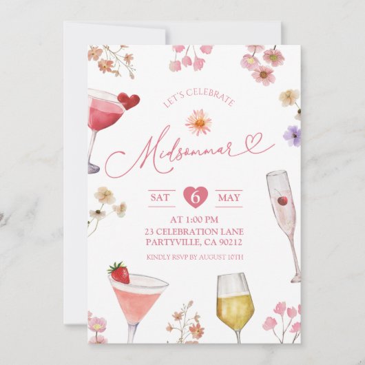 Wildblume Meadow Summer Sweden Midsommar Party Einladung (Vorderseite)