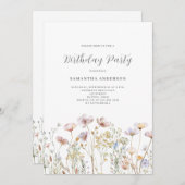 Wildblume Meadow Watercolor Einladung (Vorne/Hinten)