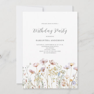 Wildblume Meadow Watercolor Einladung