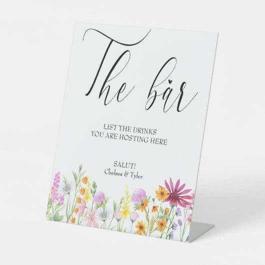 Wildblume Meadow Wedding Bar Sockelschild (Vorderseite)