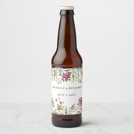 Wildblume Meadow Wedding Bierflaschenetikett (Vorderseite)