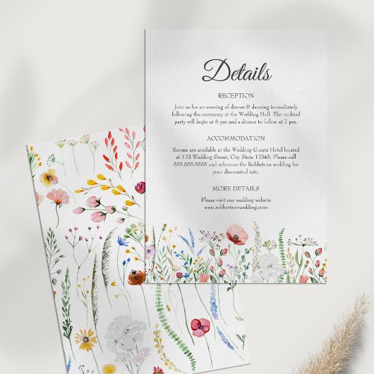 Wildblume Meadow Wedding Details Einschlusskarte Einladung
