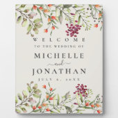 Wildblume Meadow Wedding Ecru Begrüßungszeichen Fotoplatte (Vorderseite)