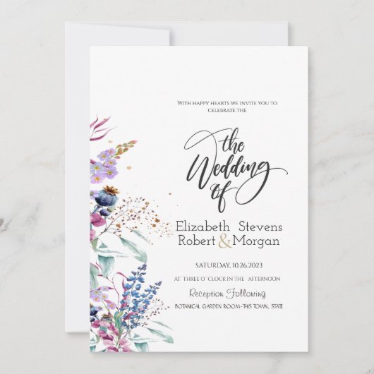 Wildblume Meadow Wedding Einladung (Vorderseite)