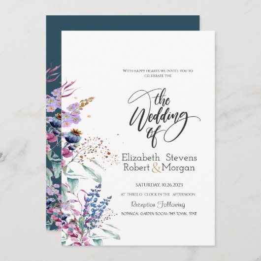 Wildblume Meadow Wedding Einladung (Vorne/Hinten)