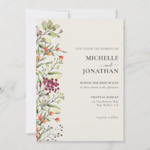 Wildblume Meadow Wedding Einladung - Ecru