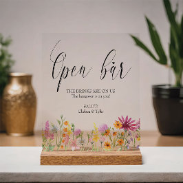 Wildblume Meadow Wedding Open Bar Acrylschild