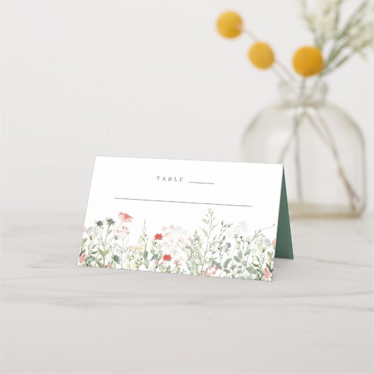 Wildblume Meadow Wedding Platzkarte (Vorderseite)