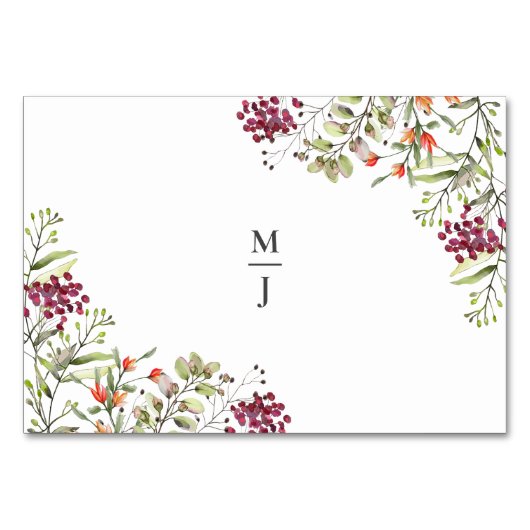 Wildblume Meadow Wedding Platzkarte Tischnummer (Vorderseite)