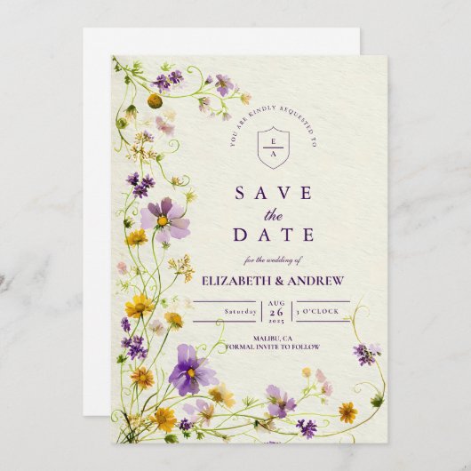 Wildblume Meadow Wedding Save The Date (Vorne/Hinten)