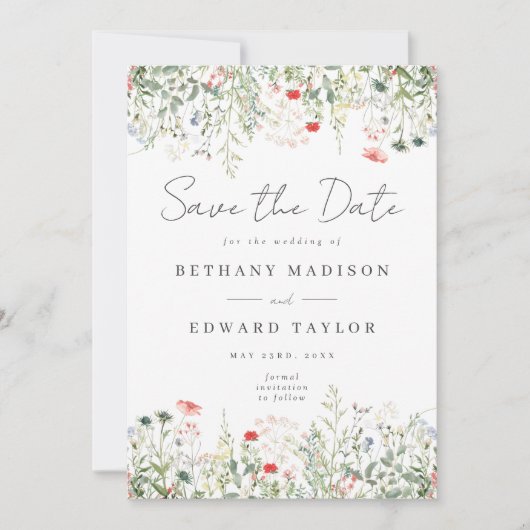 Wildblume Meadow Wedding Save The Date (Vorderseite)