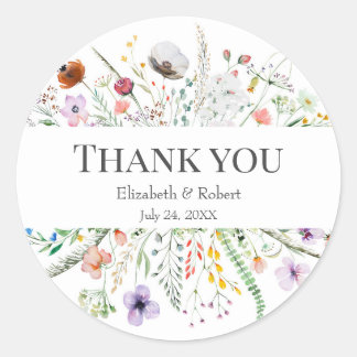 Wildblume Meadow Wedding Vielen Dank, dass Sie Sti Runder Aufkleber