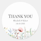 Wildblume Meadow Wedding Vielen Dank, dass Sie Sti Runder Aufkleber (Vorderseite)