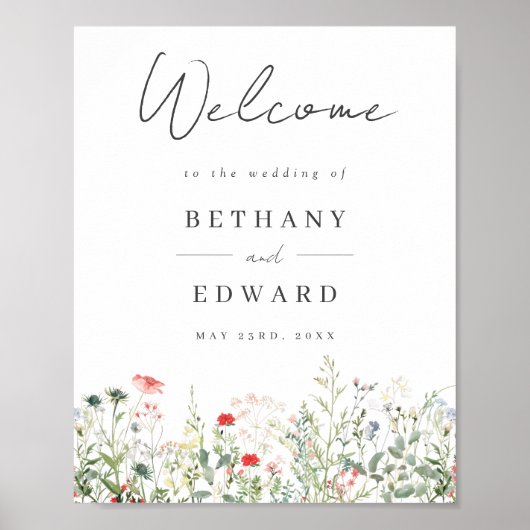 Wildblume Meadow Wedding Welcome Poster (Vorne)