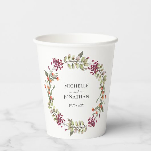 Wildblume Meadow Wedding White Pappbecher (Rückseite)