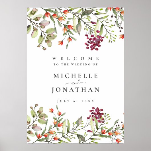 Wildblume Meadow Wedding Willkommenszeichen Poster (Vorne)