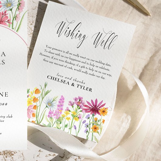 Wildblume Meadow Wedding wünscht gutes Gedicht Begleitkarte