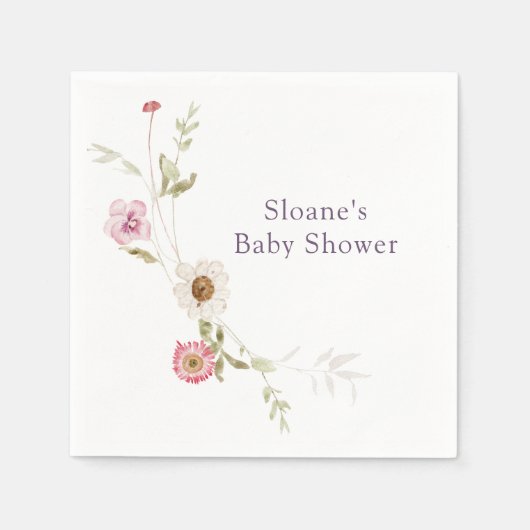 Wildblume Meadow Wreath Babydusche Serviette (Vorderseite)