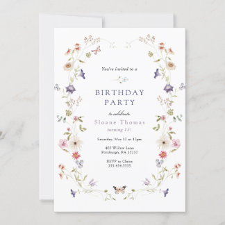 Wildblume Meadow Wreath Geburtstag Einladung