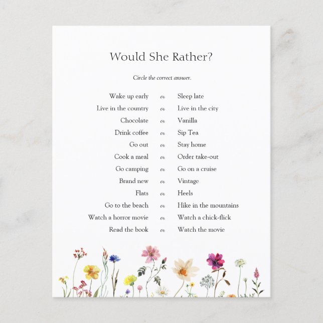 Wildblume Meadow würde sie eher spielen (Vorderseite)