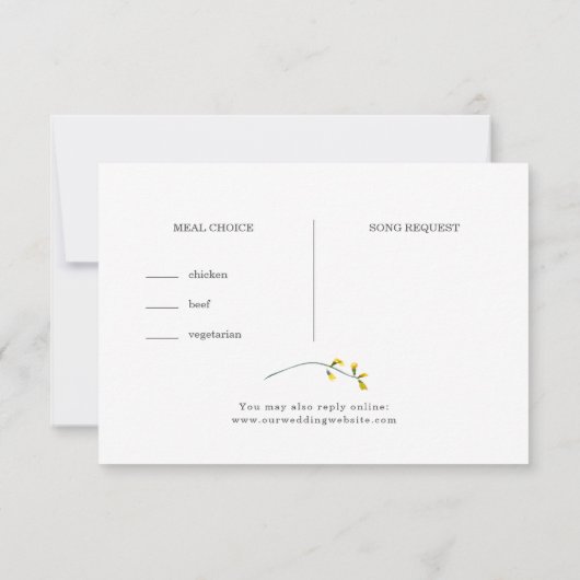 Wildblume Menü Auswahl Song Anfrage RSVP Karte (Rückseite)