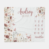 Wildblume Milestone Blanket Baby Girl Month Blan K Fleecedecke (Vorderseite (Horizontal))