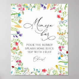 Wildblume Mimosa Bar Drink Zeichen Poster