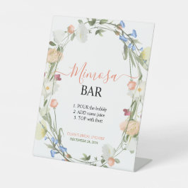 Wildblume Mimosa Bar Pedestal Zeichen Sockelschild